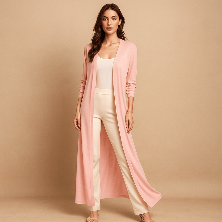 Cozy & stylish long knitted women's cardigan. Perfect for layering, casual wear, or winter fashion.