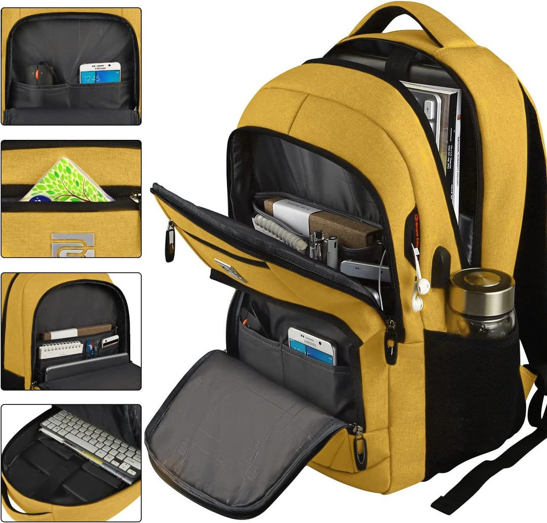 Urban slim anti-theft laptop backpack, perfect for city commutes, includes USB charging.