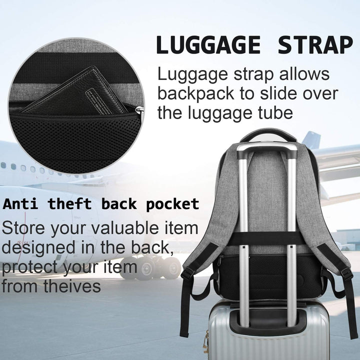 Secure slim anti-theft laptop backpack offers convenient USB charging for on-the-go power.