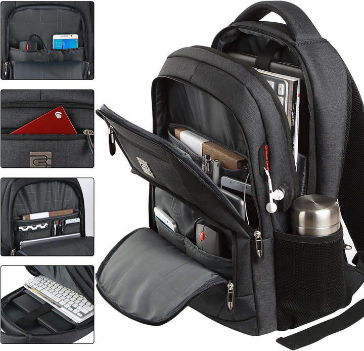 Campus-friendly slim anti-theft laptop backpack with USB charging for student life.
