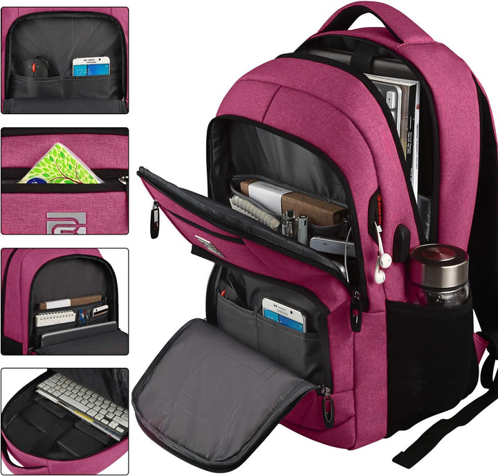 Essential slim anti-theft laptop backpack with USB port for professionals & students alike.