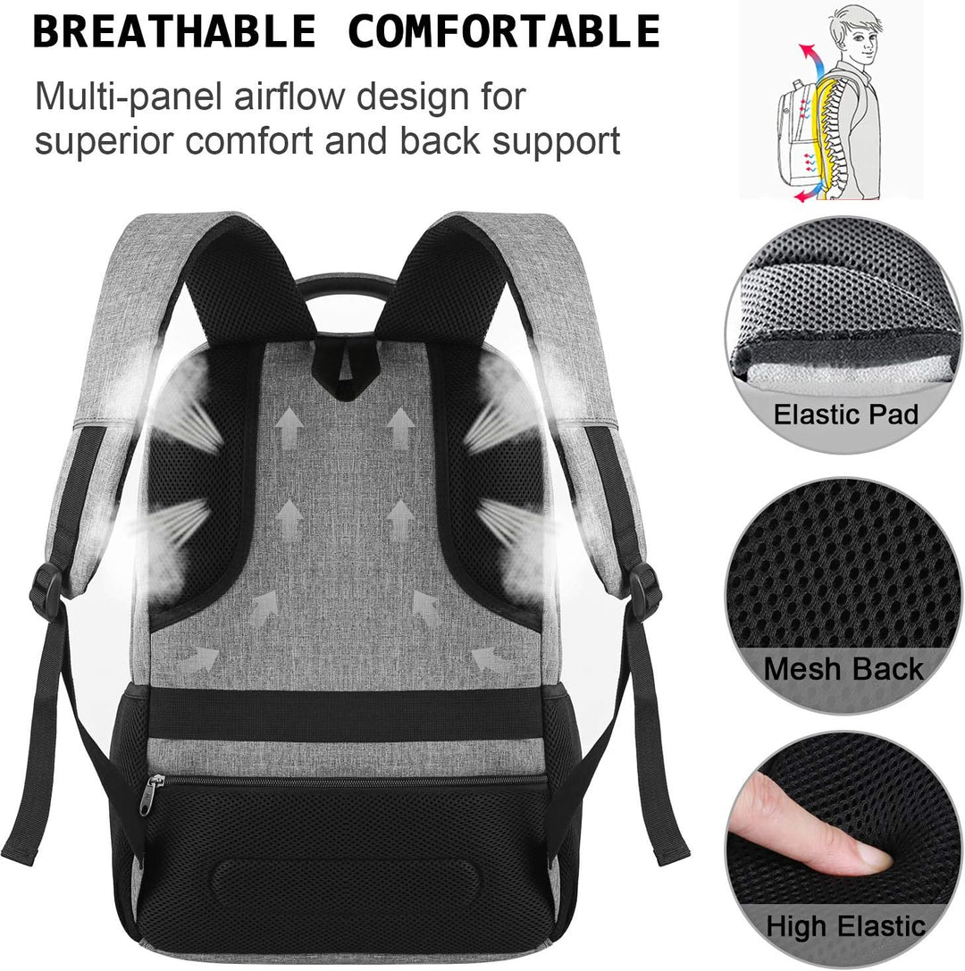 Versatile slim anti-theft laptop backpack, suitable for school, work, travel, with USB charging.
