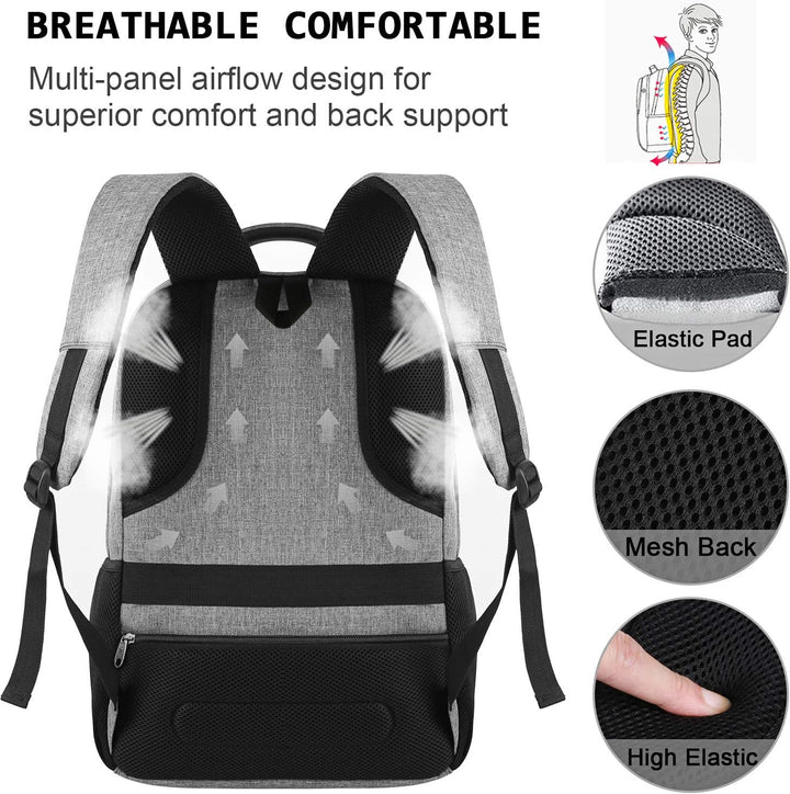 Versatile slim anti-theft laptop backpack, suitable for school, work, travel, with USB charging.