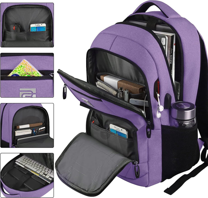 Premium slim anti-theft laptop backpack with USB charging, enhancing security & convenience.
