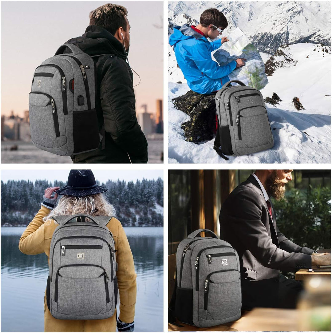 Streamlined slim anti-theft laptop backpack, perfect for daily commute, features USB port.