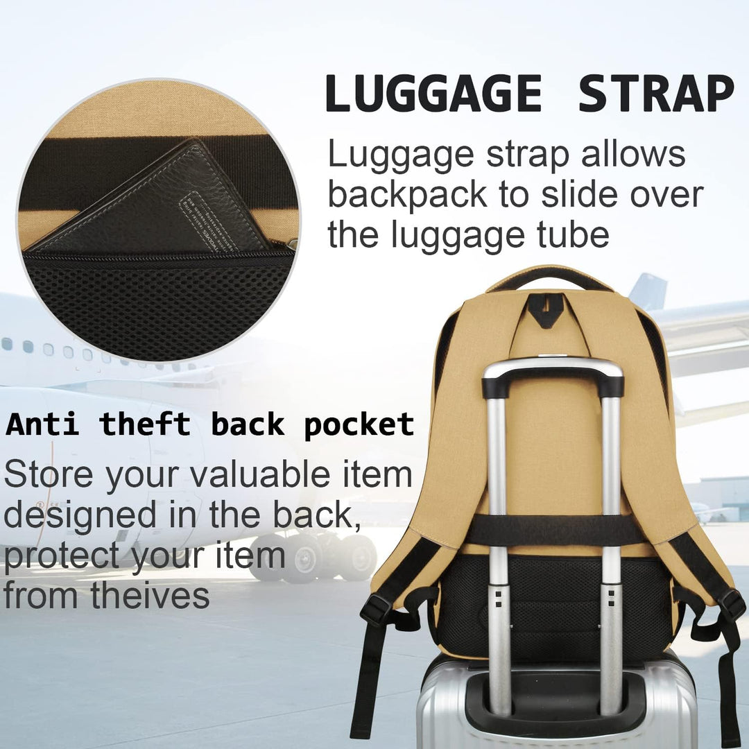 Ergonomic unisex slim laptop backpack, anti-theft features & practical USB charging for devices.