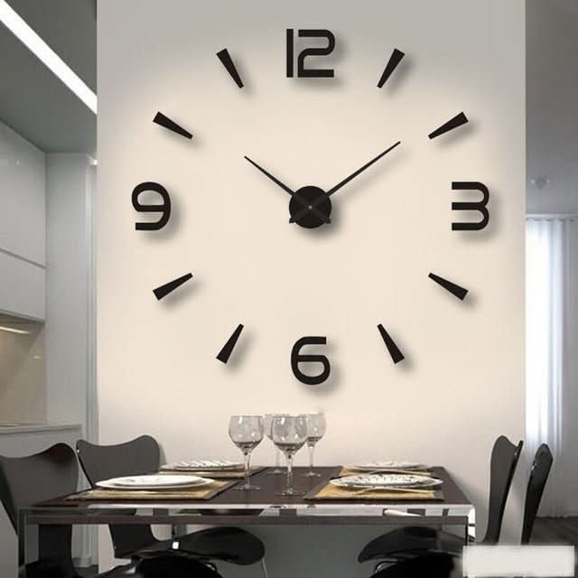 Decorative large 3D wall clock, ideal for modern home decor in living room or office. Contemporary frameless design.