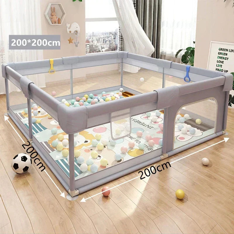Safe playard for babies & toddlers. Indoor outdoor playpen featuring soft panels for ultimate play safety.