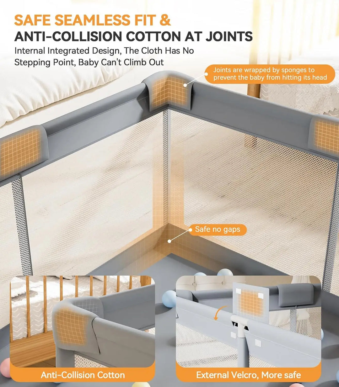 Lightweight baby enclosure. Safe indoor & outdoor playpen with soft panels for active babies & toddlers.
