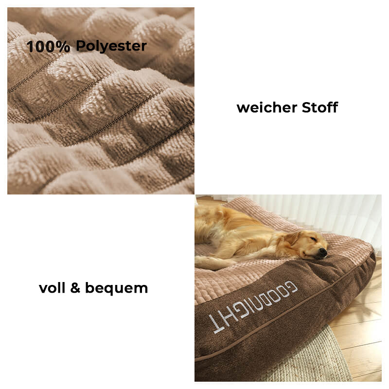 Premium large orthopedic dog bed, brown, with neck support & washable cover. Ideal for pet spine health.