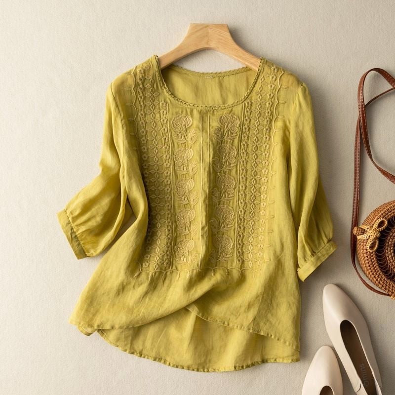 Lightweight women's floral relaxed blouse. Chic & comfortable summer top for everyday wear, holiday, or spring style.
