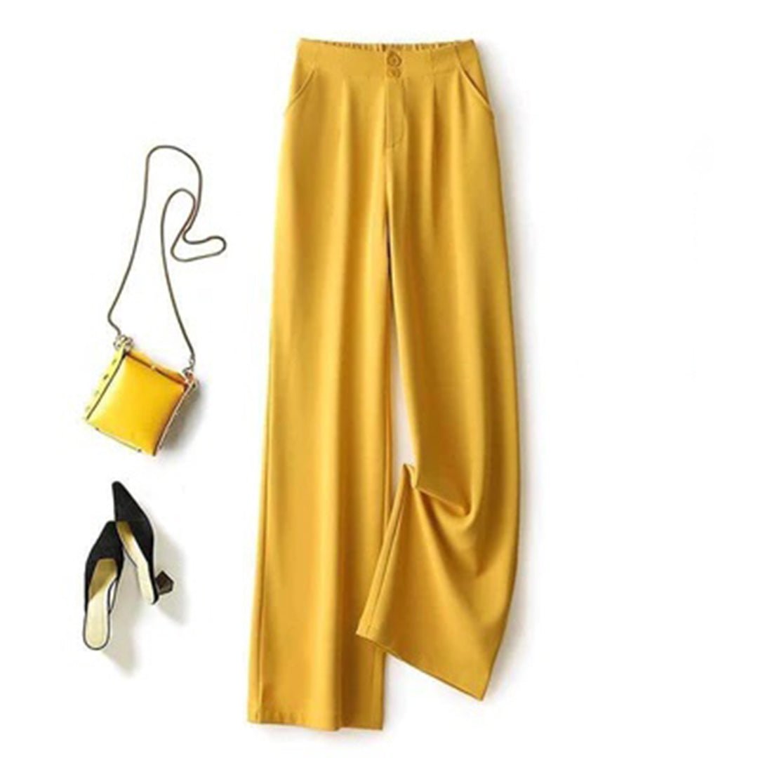 Casual high waist wide leg pants for women, offering a relaxed fit & stylish look for daily wear.