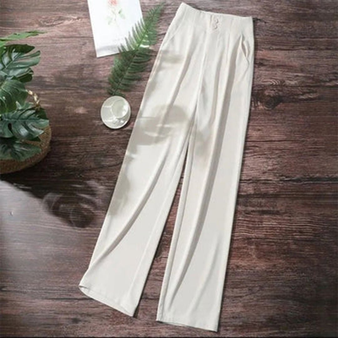 Comfortable women's high waist wide leg pants, versatile for office wear or a relaxed, chic spring style.