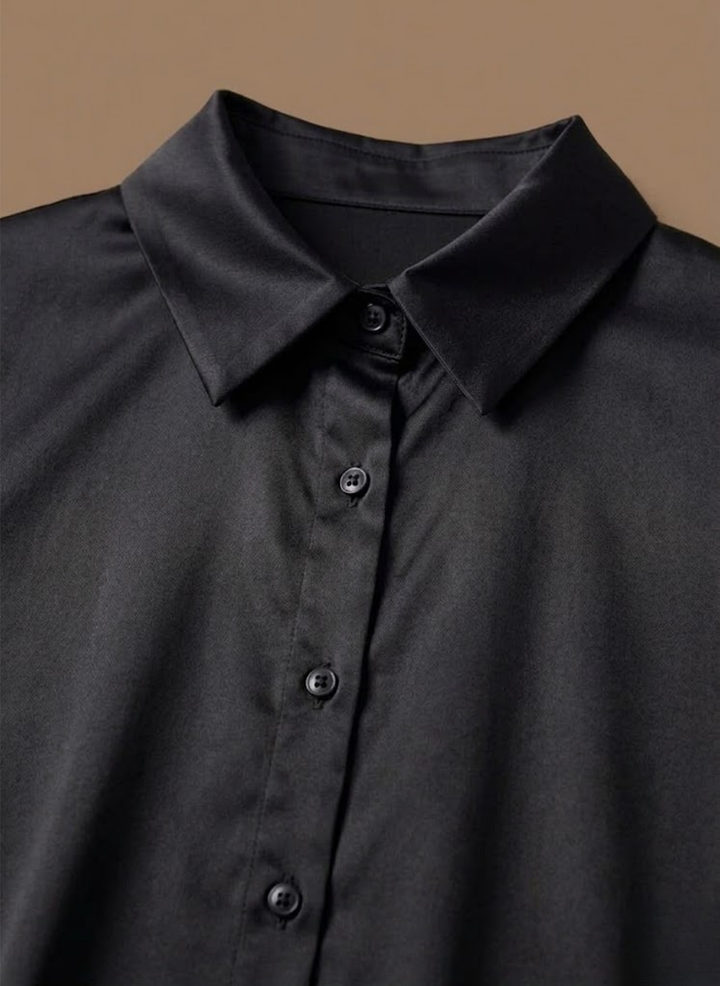 Women's professional button-up blouse, elegant for work and effortless style.