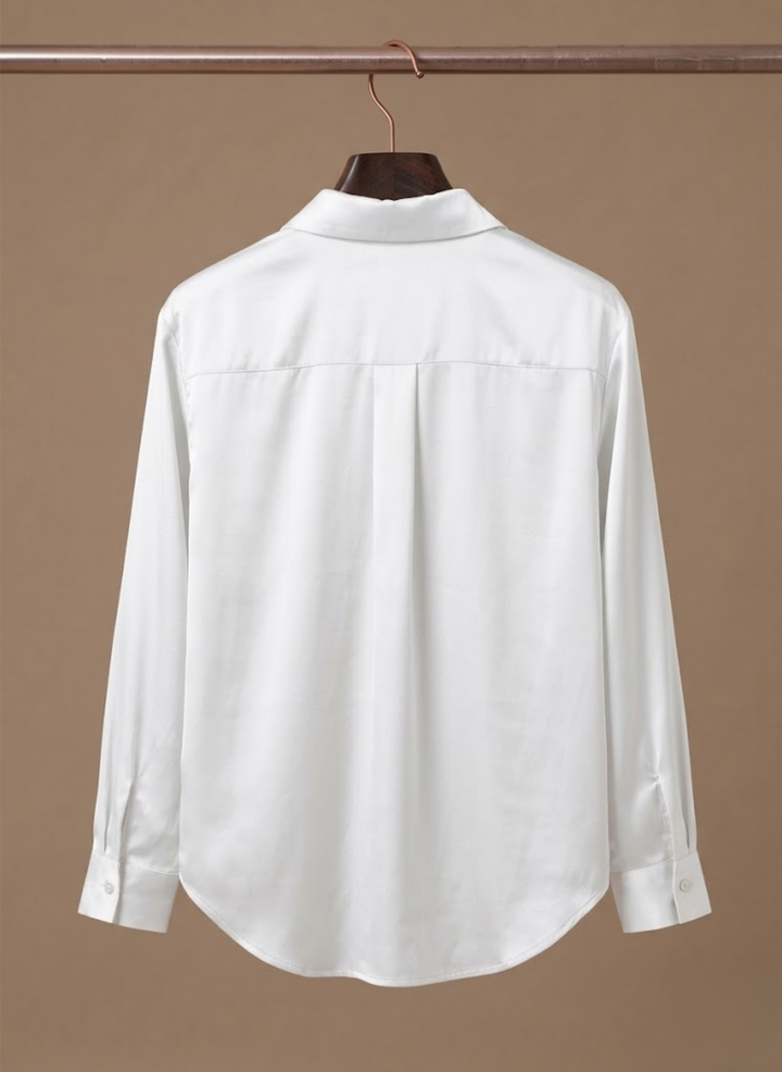 Elegant women's professional blouse, a long-sleeve button-up top for versatile wear.