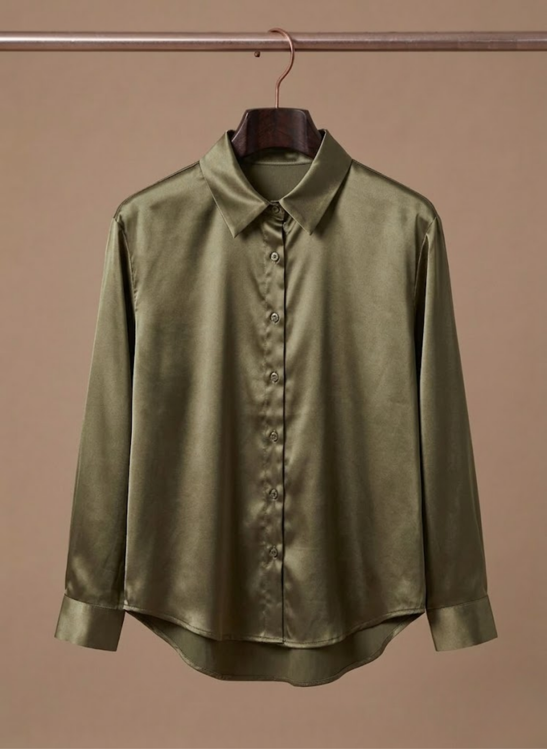 Women's long-sleeve button-up blouse, an elegant choice for professional work fashion.