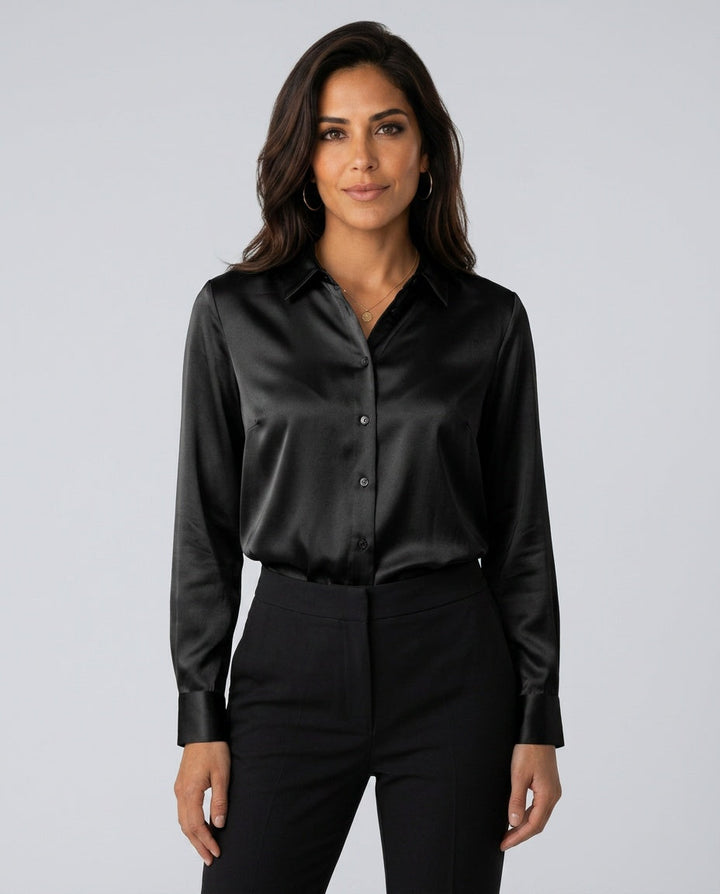 Women's elegant work blouse, a chic button-up top for professional attire.
