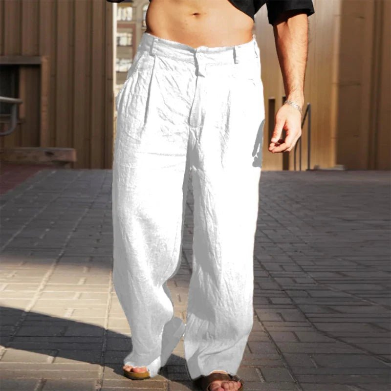 Stylish men's wide leg pleated trousers offering ultimate comfort and a relaxed fit for casual wear.