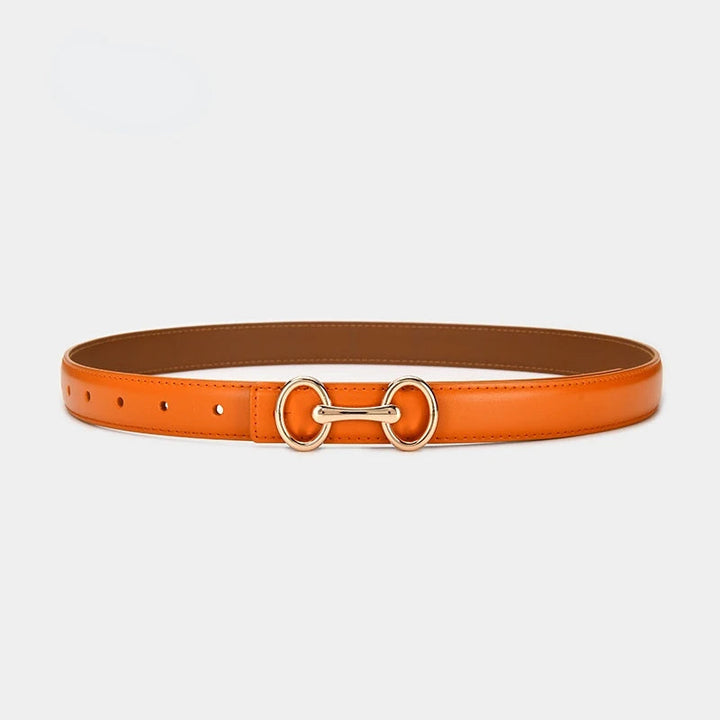 Women's fashion accessory: a caramel leather waist belt with an elegant zinc alloy Celtic buckle, ideal for dresses.