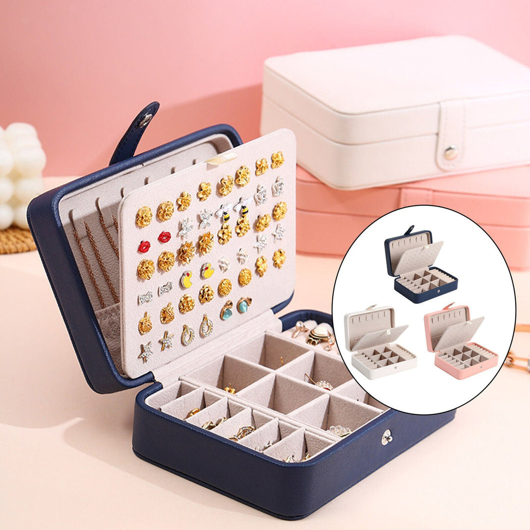 Elegant flip-top leather jewelry box, the ultimate storage solution for women's precious items.