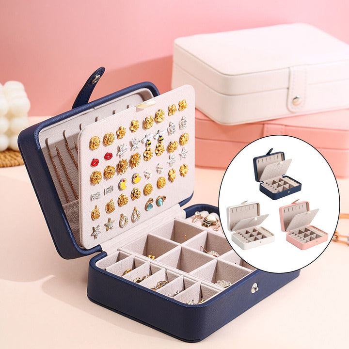 Elegant flip-top leather jewelry box, the ultimate storage solution for women's precious items.