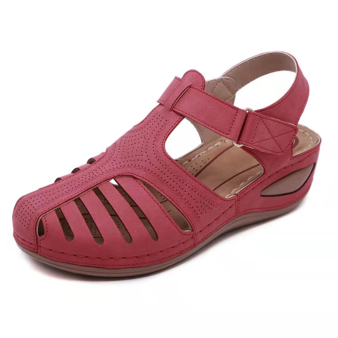 Fashionable closed toe wedge sandals for women, designed for orthopedic comfort & summer style.