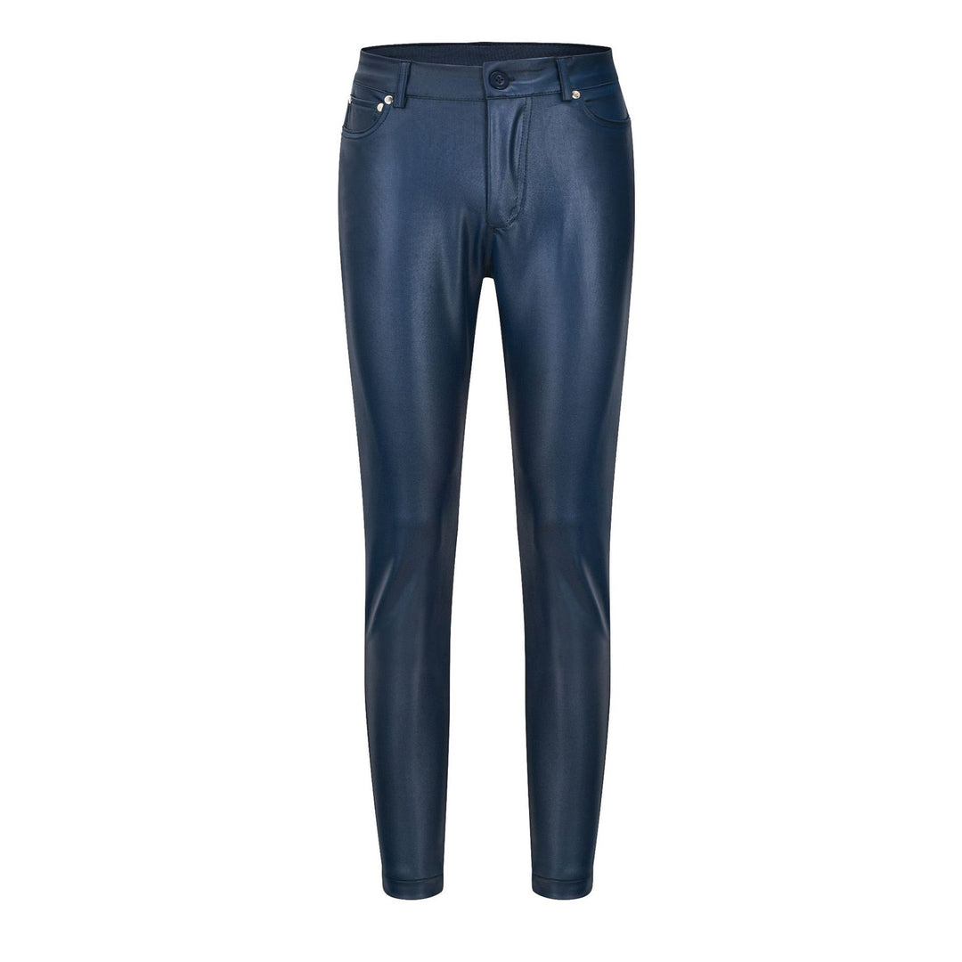 Stylish women's high waist skinny stretch leather pants, perfect for winter fashion.