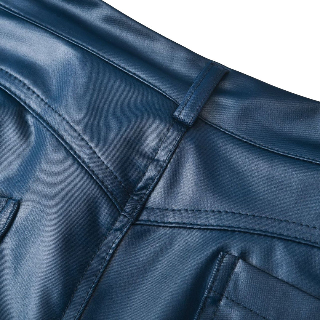 Chic autumn women's high waist stretch leather trousers, comfortable and versatile.