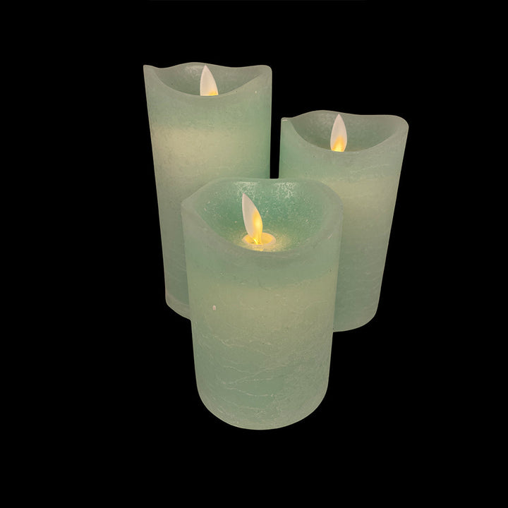 Rustic 3-piece LED candle set, flameless, with a timer for convenient, safe, and beautiful lighting.