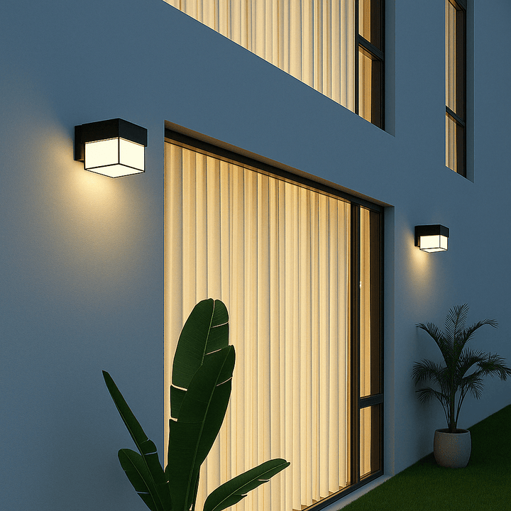 Energy-efficient LED outdoor wall light with motion sensor for automatic illumination on your porch or patio.