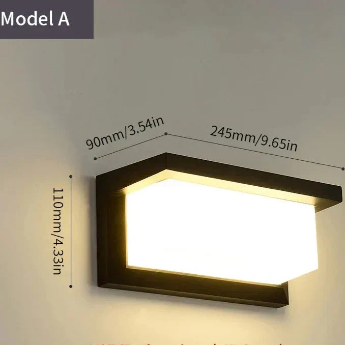 Contemporary outdoor LED wall light with motion sensor, a versatile wall sconce for entrances, patios, & pathways.