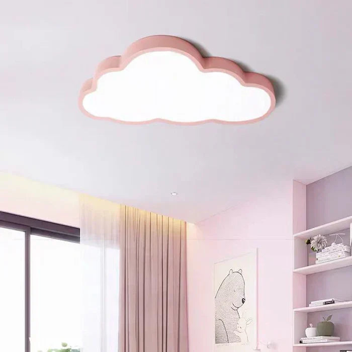 Playful white cloud ceiling lamp, LED light brightens children's room or nursery, charming & modern decor. Kids' lighting.
