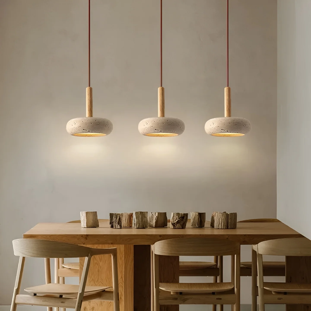 Japanese-inspired LED wood pendant ceiling light for home decor. Minimalist design, tranquil lighting.