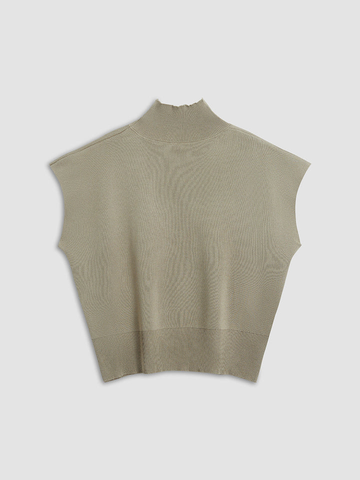 Women's Mock Neck Knit Sweater Vest