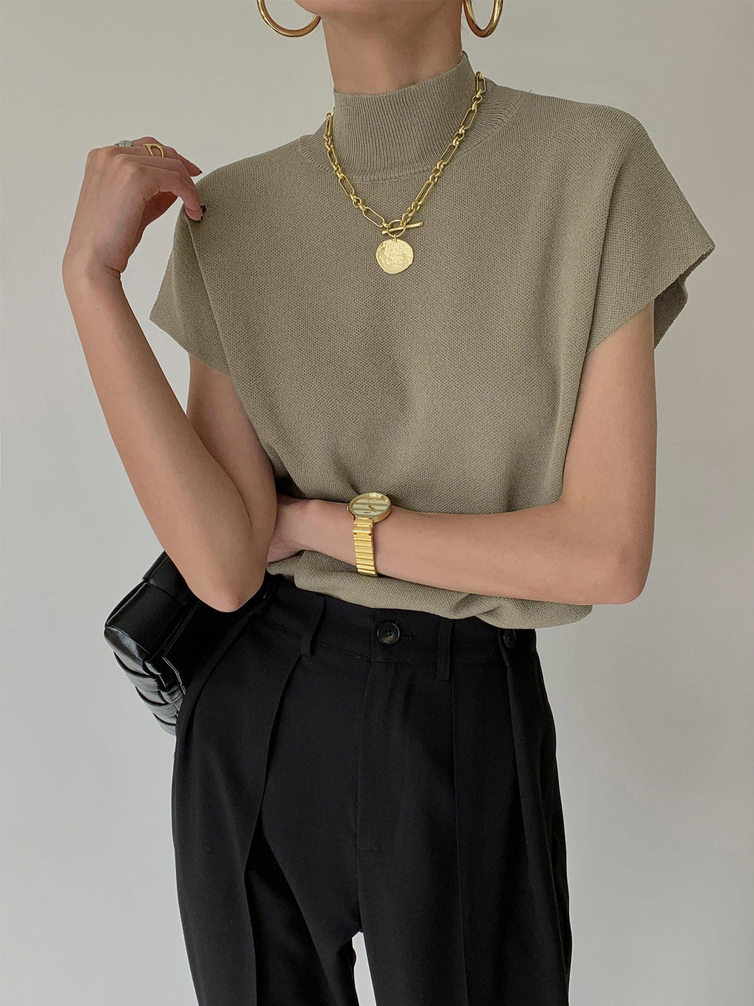 Women's Mock Neck Knit Sweater Vest