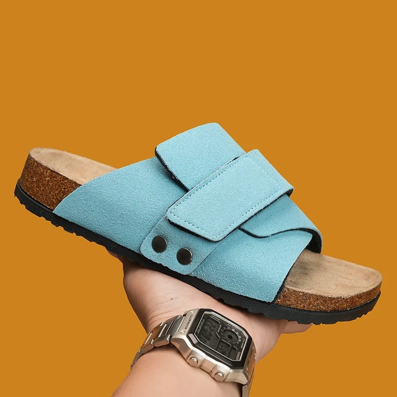 Refined Men's Wide Strap Slides, comfortable modern sandals for men's casual style.