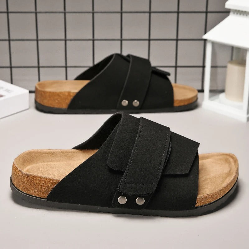 Men's Wide Strap Beach Slides, comfortable & durable for summer pool and outdoor activities.