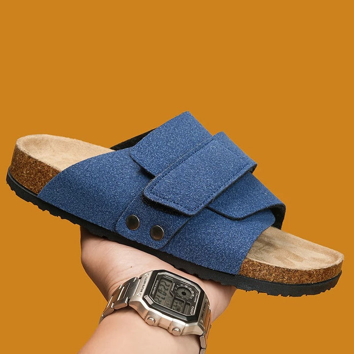 Minimalist Men's Wide Strap Slides, sleek design offering comfortable casual everyday wear.
