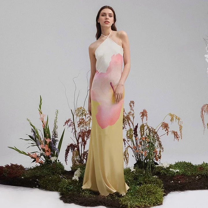 Leocadia | Women's Floral One Shoulder Maxi Dress - Detailed floral print - Image 2