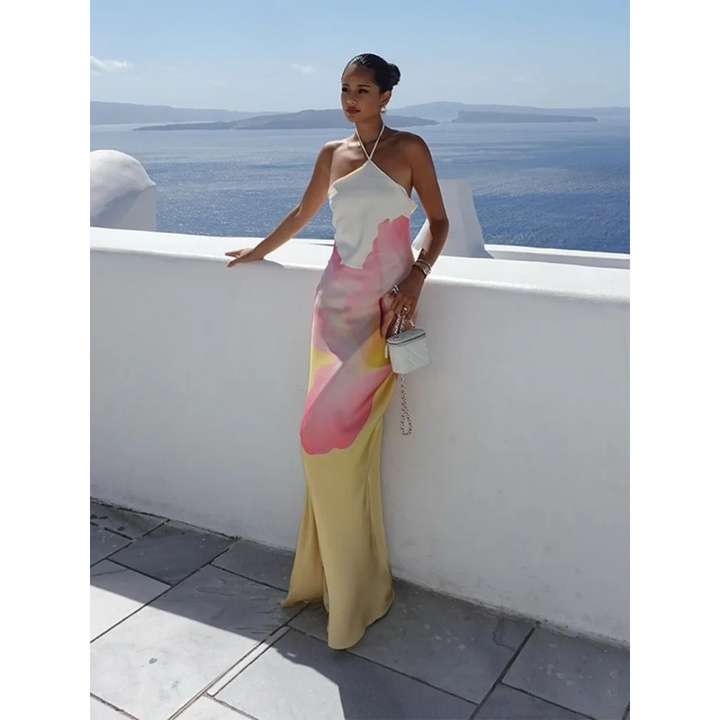 Leocadia | Women's Floral One Shoulder Maxi Dress - Model wearing the dress - Image 7