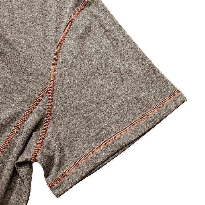 Casual men's short sleeve Henley, relaxed fit, perfect for summer outings and daily wear.