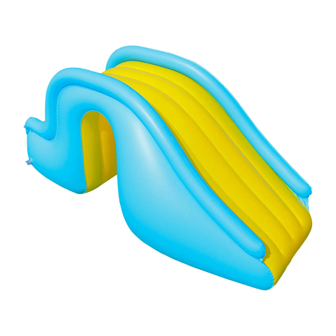 Toddler-friendly inflatable water slide with splash pool for garden play, offering refreshing water games.