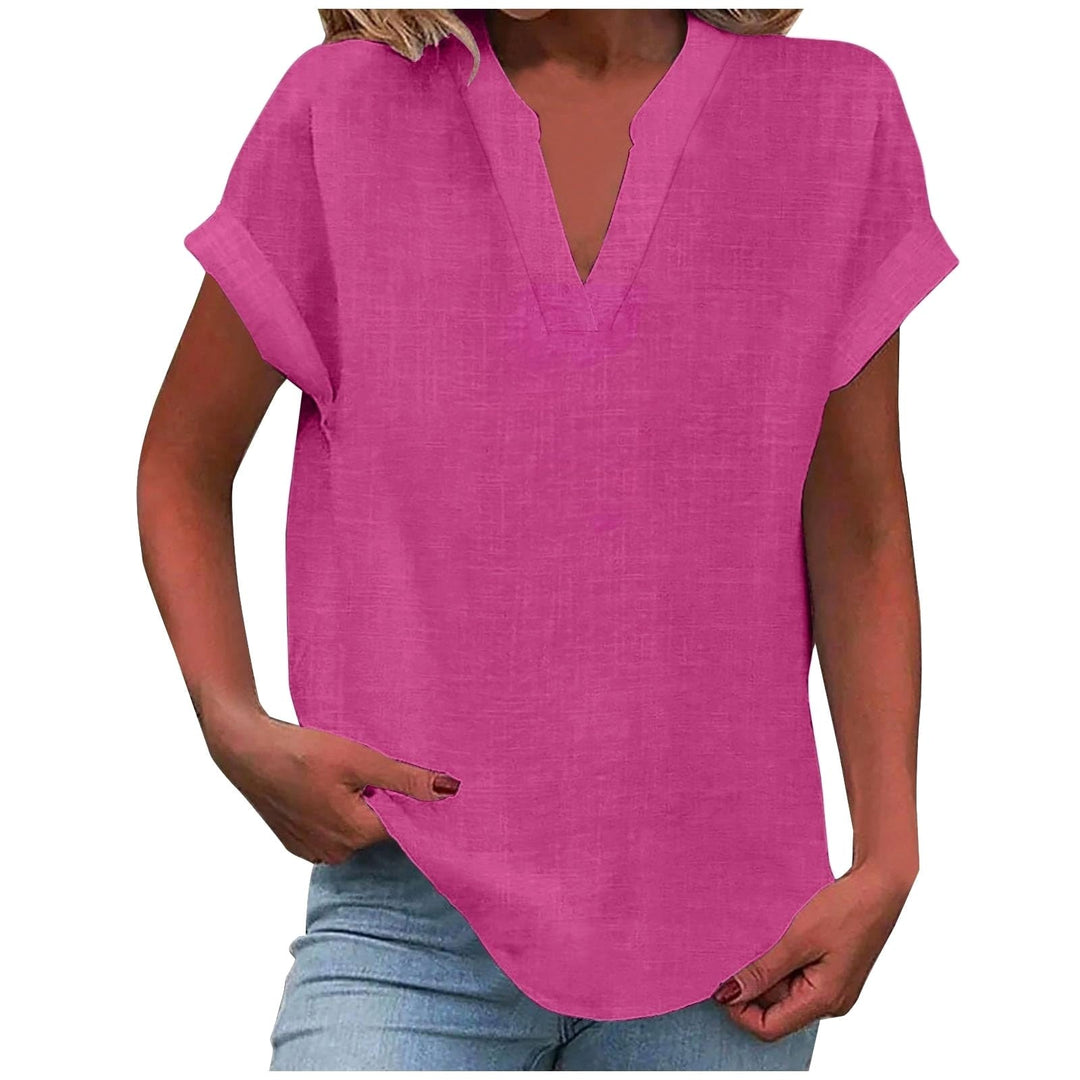 Versatile women's V-neck blouse, ideal for a smart casual work look or relaxed weekend wear.
