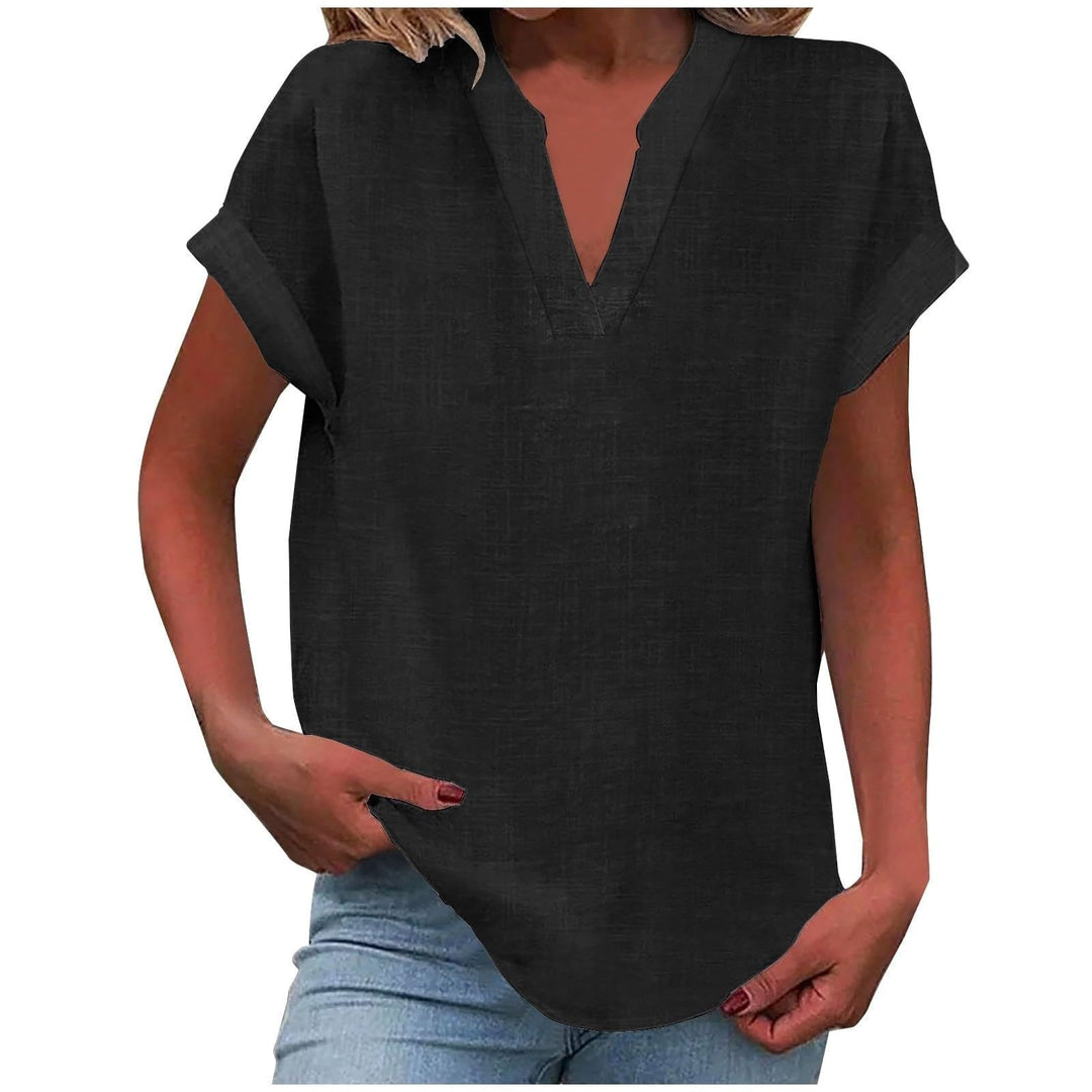 Effortless style with this women's V-neck relaxed fit blouse, a comfortable fashion essential.