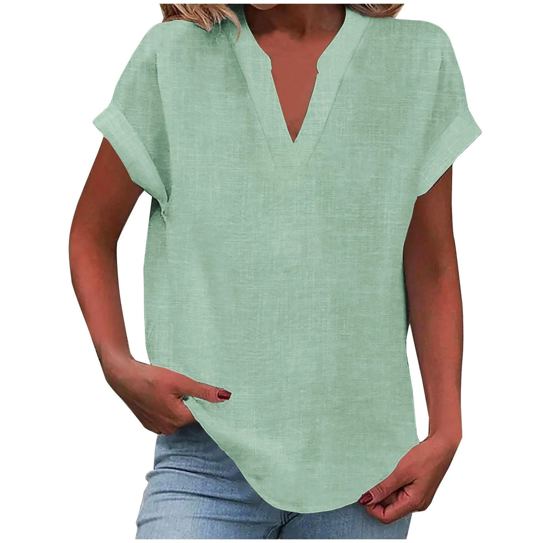 Relaxed fit V-neck blouse for women, ensuring comfort & elegant style throughout the day.