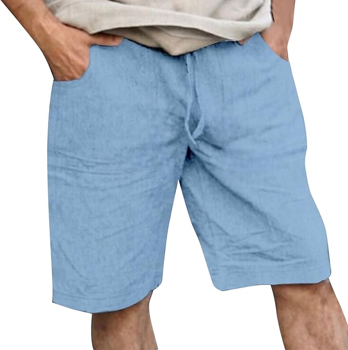 Versatile men's knee-length drawstring shorts. Relaxed fit for comfortable everyday wear, casual outings, or summer beach days.