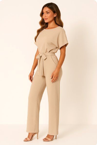 Women's Effortless Batwing Jumpsuit, relaxed-fit one-piece for casual or elegant wear.