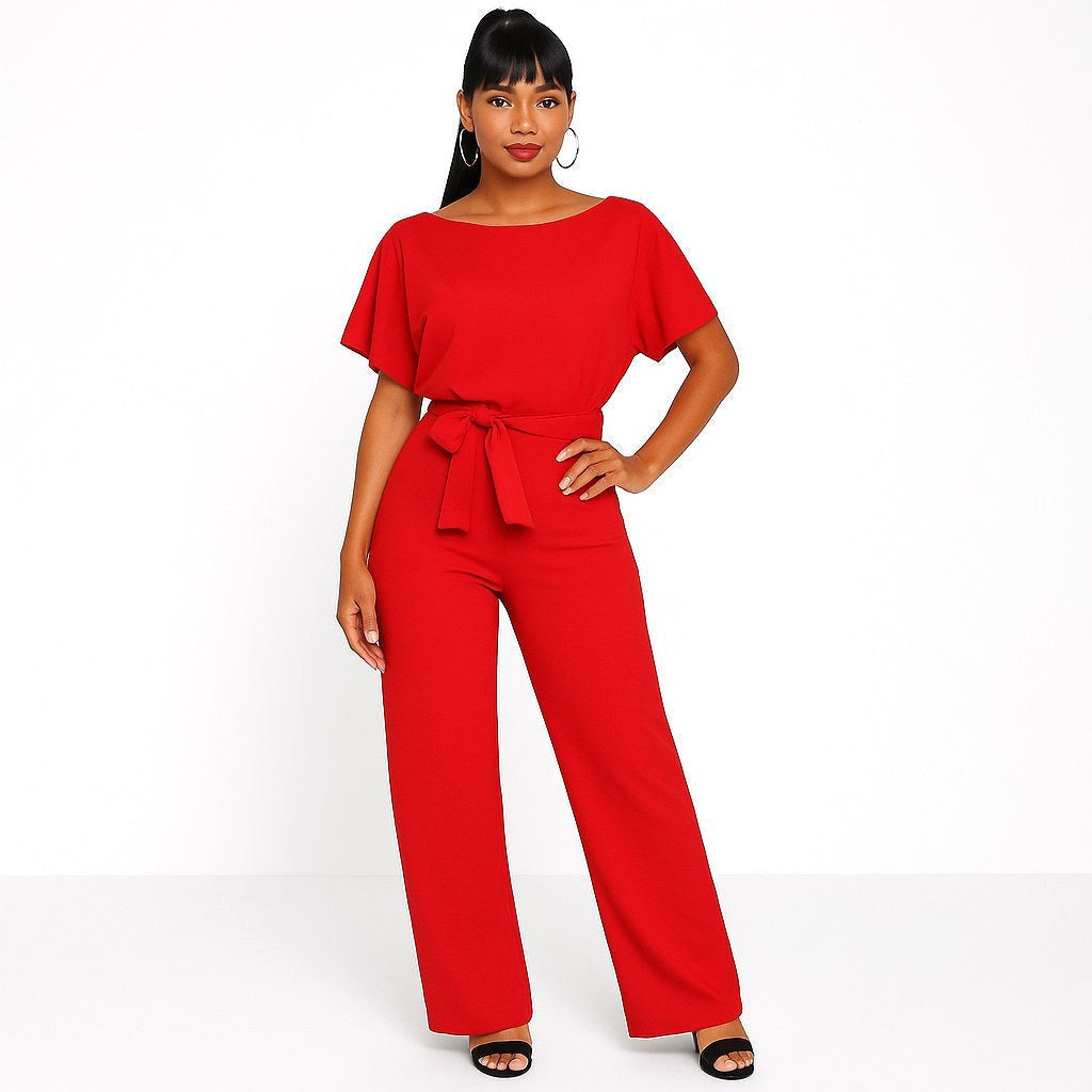 Fashionable women's relaxed-fit batwing jumpsuit. This comfortable one-piece is perfect for versatile styling.