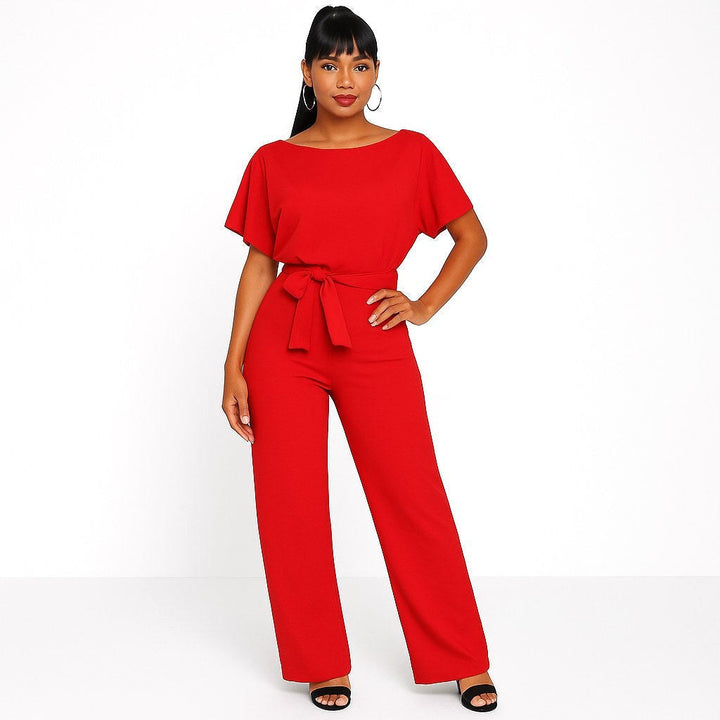 Fashionable women's relaxed-fit batwing jumpsuit. This comfortable one-piece is perfect for versatile styling.