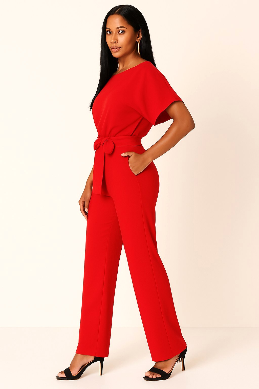 Easy-wear women's batwing jumpsuit. Relaxed-fit one-piece provides effortless style for any occasion.